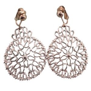 Sarah Coventry Silvertone Filigree Medallion Dangle Clip-On Earrings 2.5"